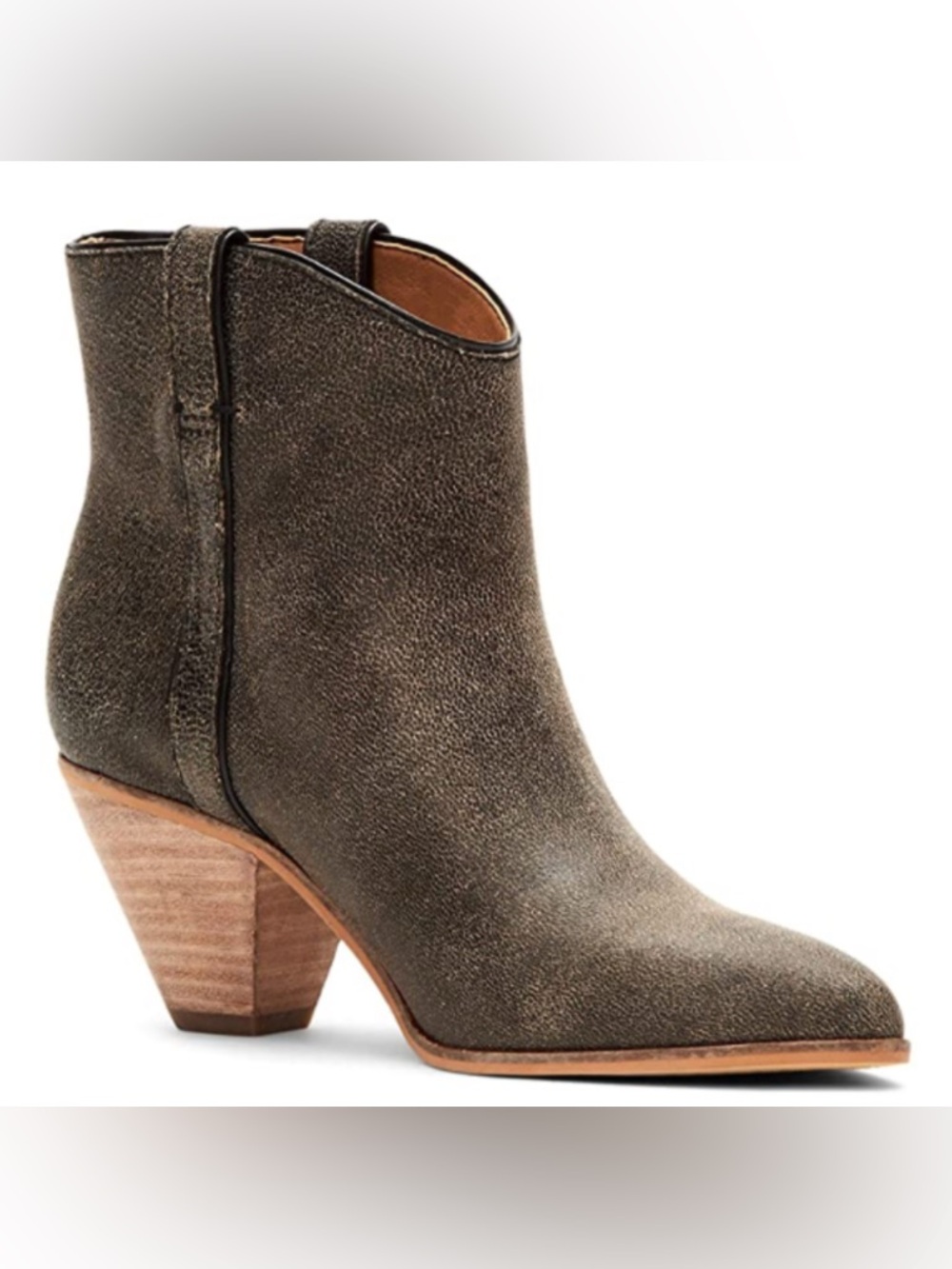 Frye and Co. Maley Pull Tab Ankle Boots Pebbled Black/Gray Booties Womens Size 8